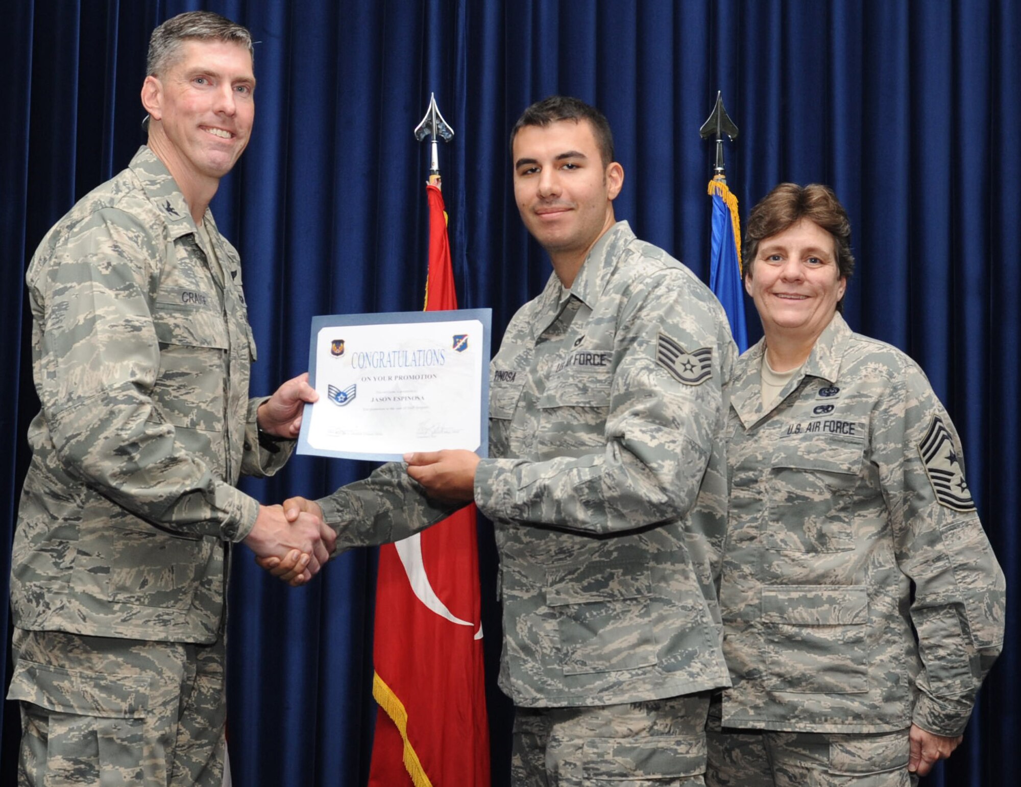 The 39th Air Base Wing held a promotion ceremony and congratulated quarterly award winners at the club complex ballroom Oct. 31, 2012 at Incirlik Air Base, Turkey. Promotion ceremonies are a time-honored tradition across all branches of the armed forces. (U.S. Air Force photo by Senior Airman Daniel Phelps/ Released)