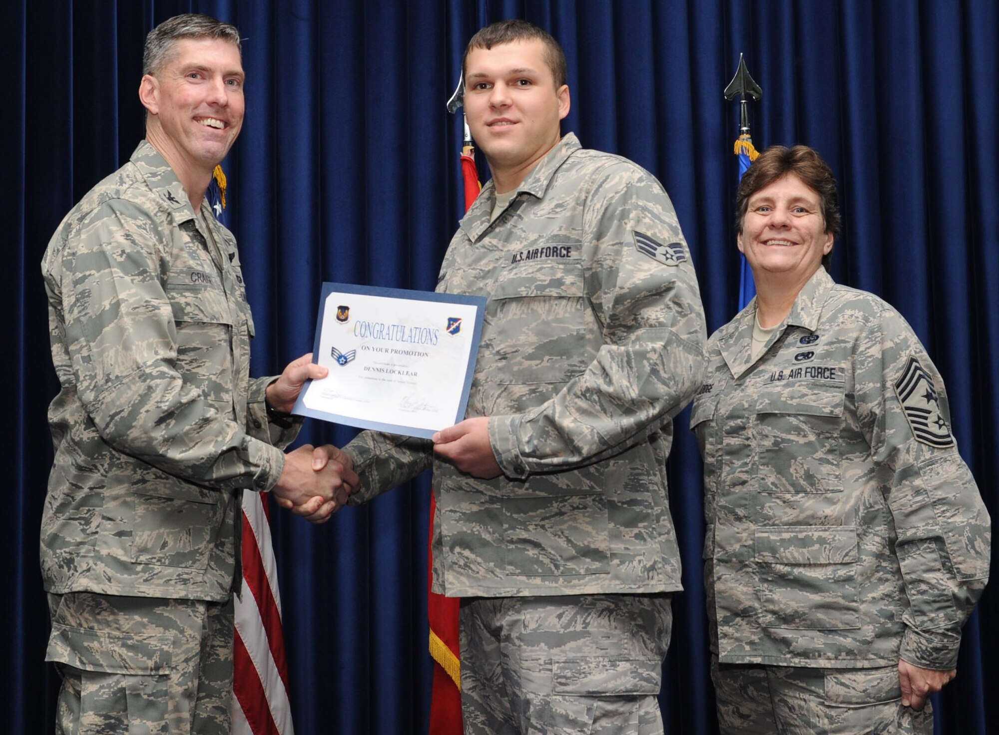 The 39th Air Base Wing held a promotion ceremony and congratulated quarterly award winners at the club complex ballroom Oct. 31, 2012 at Incirlik Air Base, Turkey. Promotion ceremonies are a time-honored tradition across all branches of the armed forces. (U.S. Air Force photo by Senior Airman Daniel Phelps/ Released)