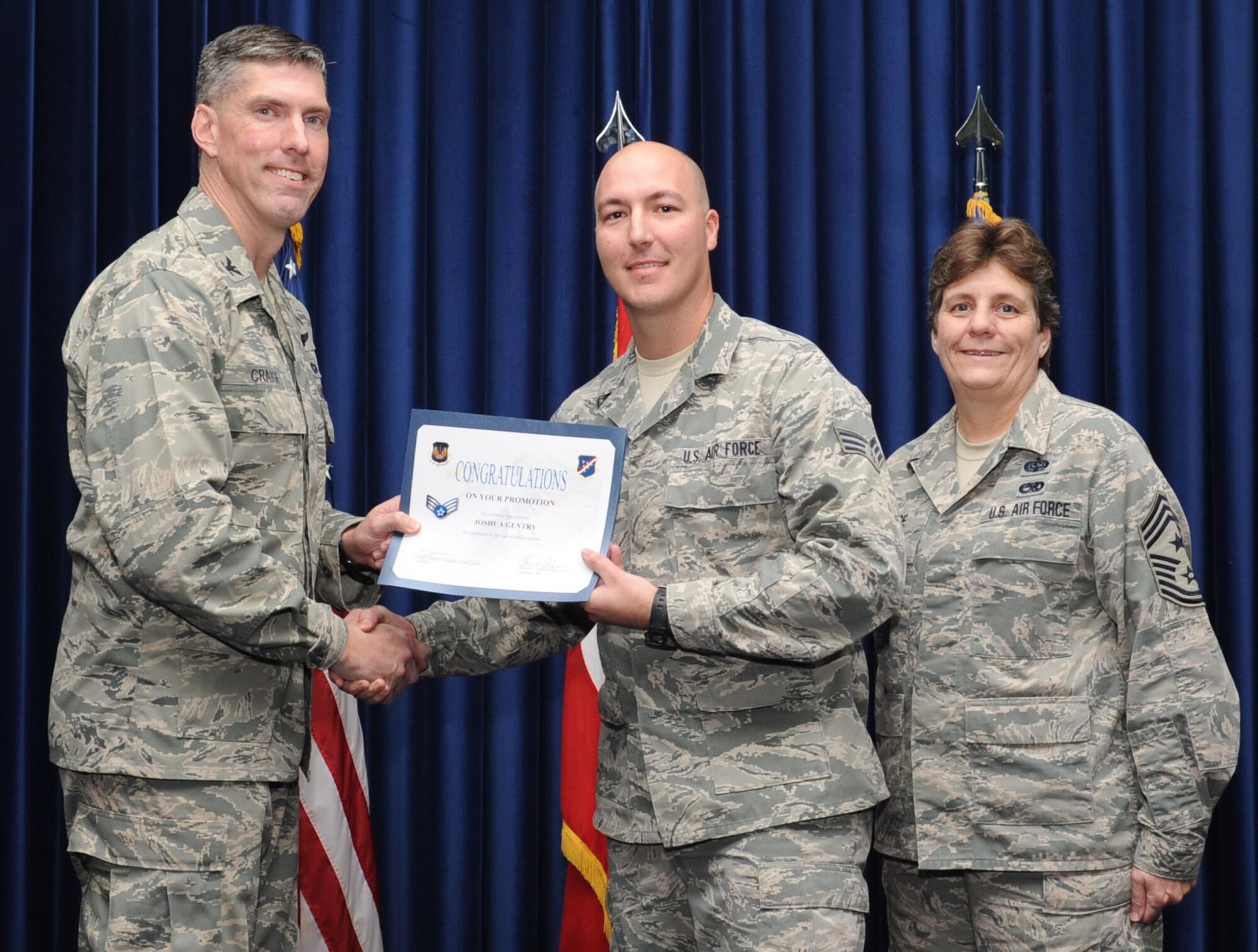 The 39th Air Base Wing held a promotion ceremony and congratulated quarterly award winners at the club complex ballroom Oct. 31, 2012 at Incirlik Air Base, Turkey. Promotion ceremonies are a time-honored tradition across all branches of the armed forces. (U.S. Air Force photo by Senior Airman Daniel Phelps/ Released)