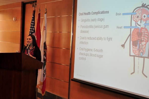 Lindsay Gordon, a pharmacy resident with the Los Angeles Medical Center, was the keynote speaker Oct. 24 for the Los Angeles District Special Emphasis Committee’s Disabilities Awareness Month program. Gordon’s topic was the alarming trend in Americans, especially our young people concerning diabetes.