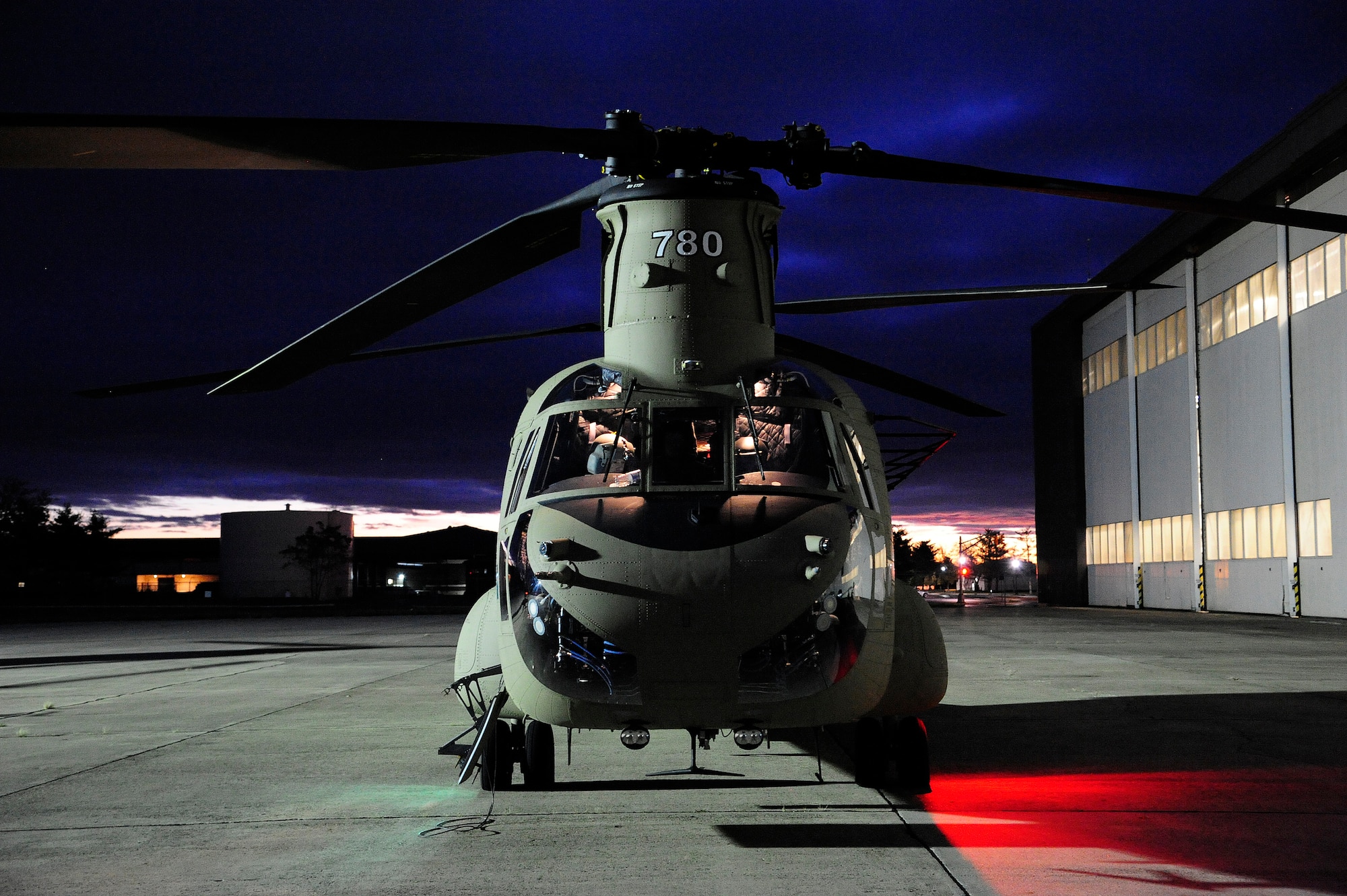 JOINT BASE MCGUIRE-DIX-LAKEHURST, N.J. --  Members of the Georgia Army National Guard prepare their CH-47 Chinook heavy-lift helicopter for a flight from Joint Base McGuire-Dix-Lakehurst, N.J. to Staten Island, N.Y. The aircraft was moving members of the National Search and Rescue Task Force to conduct house-to-house searches, Nov 3, 2012.  (U.S. Air Force photo by Tech. Sgt. Parker Gyokeres/Released)