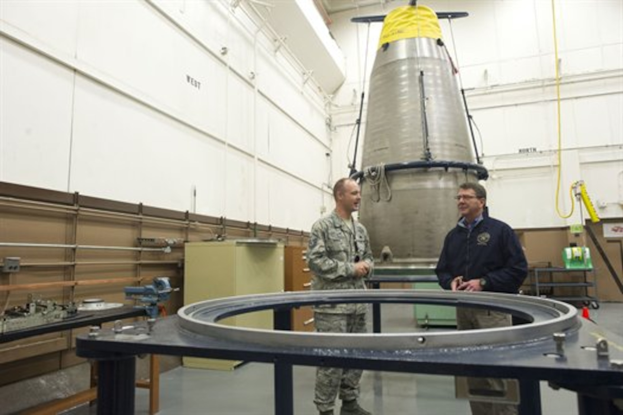 Deputy Defense Secretary Ashton B. Carter tours a warhead missile maintenance facility at Minot Air Force Base, N.D., Nov. 2, 2012. (DOD photo by Erin A. Kirk-Cuomo)
