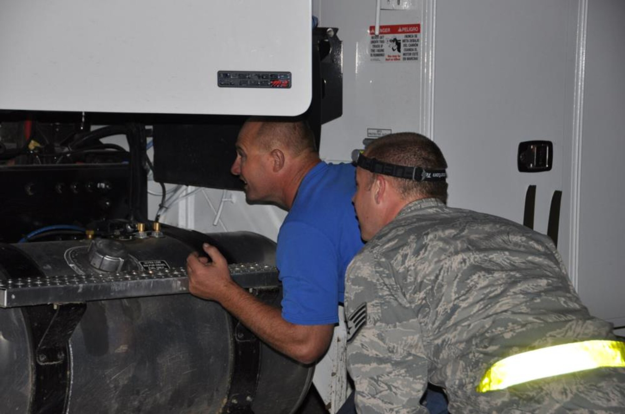 Vehicles are being prepared for flight to Joint Base McGuire-Dix-Lakehurst to provide power to areas affected by Hurricane Sandy at Travis Air Force Base Nov. 2. (U.S. Air Force photo/ 2nd Lt. Jessica Clark)