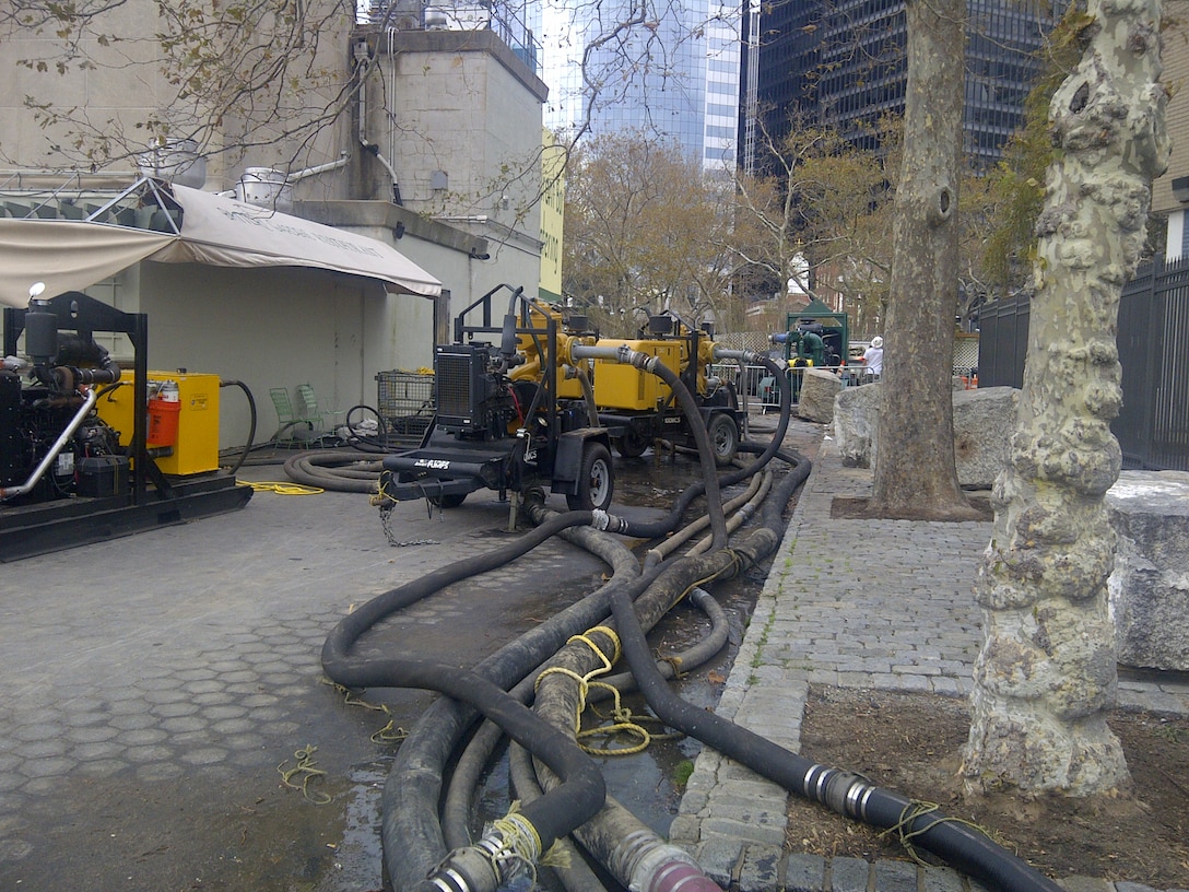 Pumping operations at the Battery Park Underpass in support of Hurricane Sandy response efforts in the northeast.