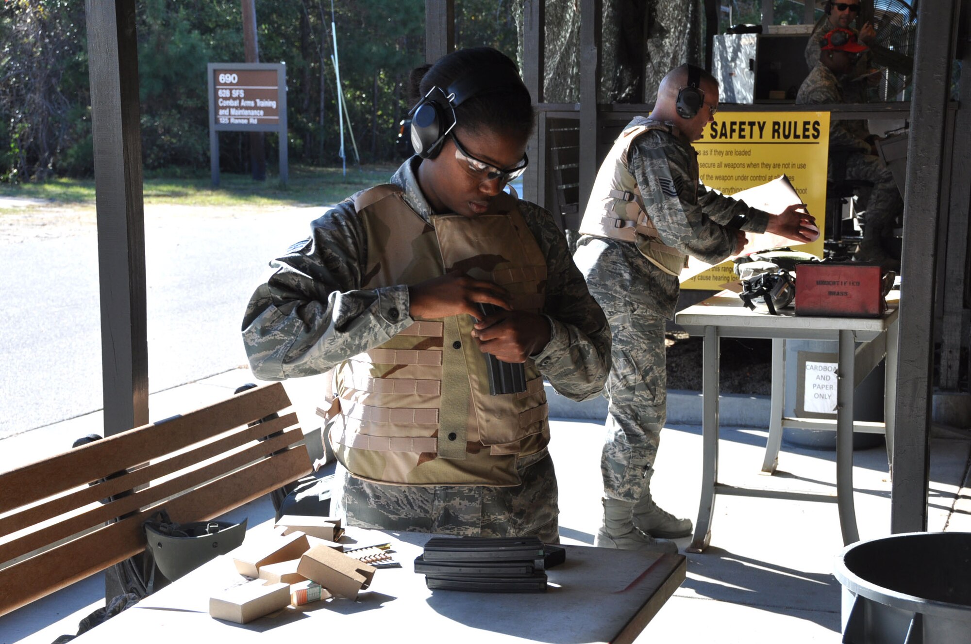 Members of the 315th Airlift Wing participate in the new Air Force M4 Rifle Carbine Qualification Course here Saturday Nov. 3, 2012. 

The Air Force has toughened its firearms training with a mandatory three-level training course that combines basic firing positions with advanced tactical movements.