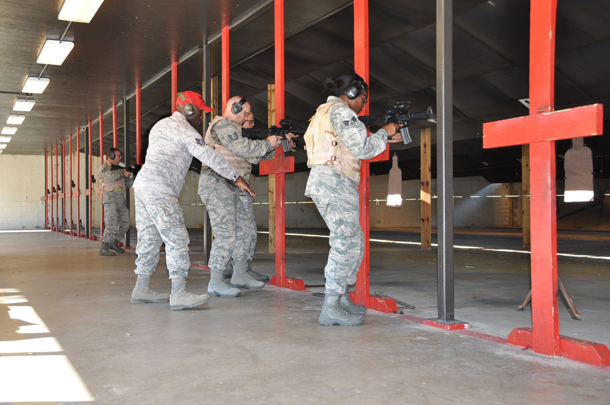 Members of the 315th Airlift Wing participate in the new Air Force M4 Rifle Carbine Qualification Course here Saturday Nov. 3, 2012. 

The Air Force has toughened its firearms training with a mandatory three-level training course that combines basic firing positions with advanced tactical movements.