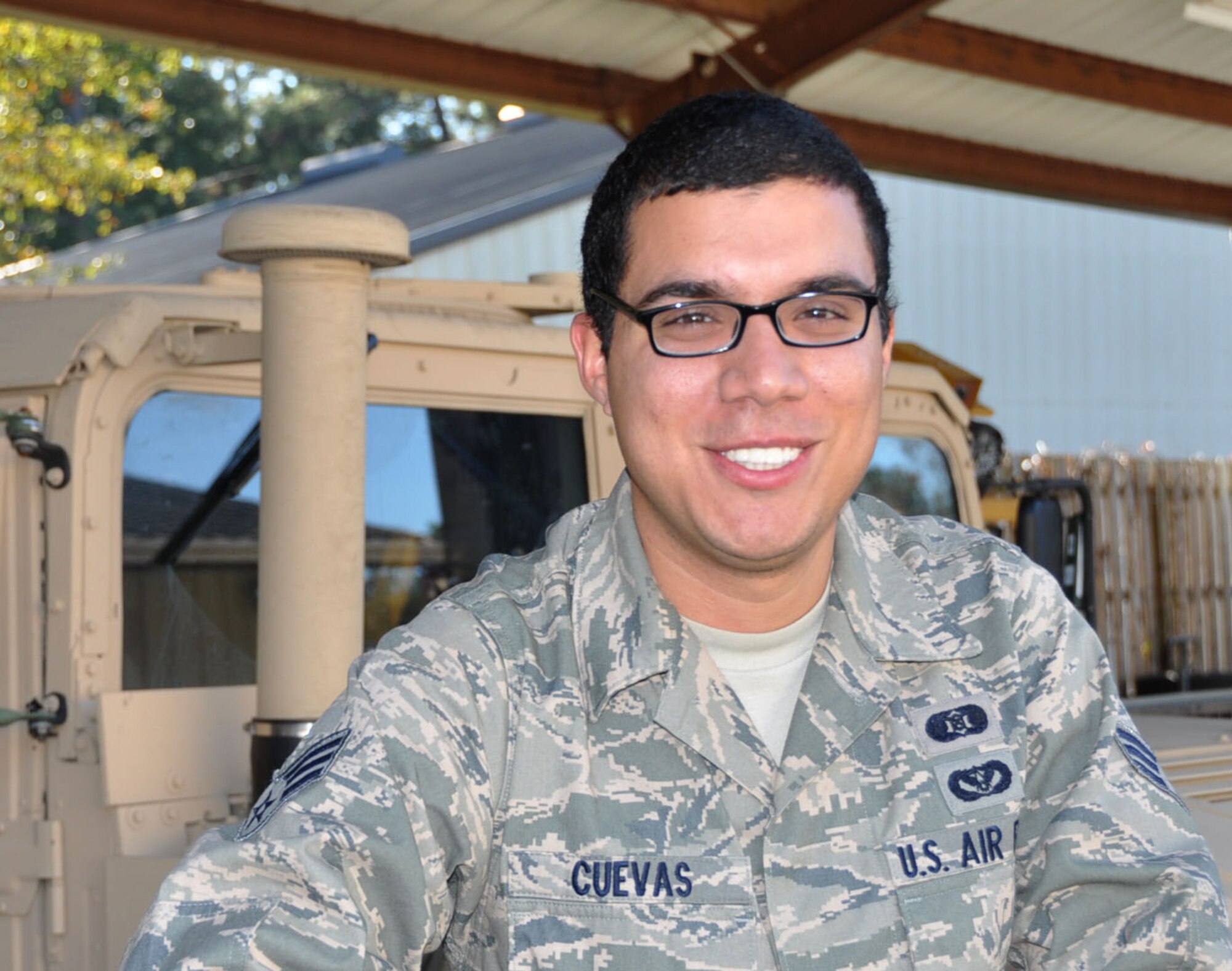 Senior Airman Agustin R. Cuevas, an emergency manager assigned to the 315th Civil Engineer Flight, returns from a recent deployment and is featured as the 315th Airlift Wing's November 2012 "Spotlight."  (U.S. Air Force photo/Senior Airman Bobby Pilch)