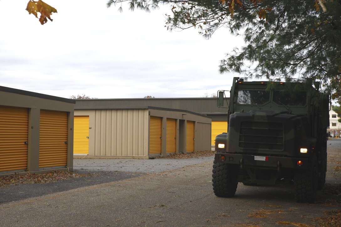 A Marine Corps 7-ton truck delivers disaster relief materials purchased and donated by Kirstie Alley, an actress known for her role in the TV show Cheers, to a post Hurricane distribution site in Toms River N.J., Nov. 3, 2012. Following Hurricane Sandy, Marines from 6th Motor Transport Battalion, 4th Marine Logistics Group, utilized their 7-ton trucks to move donated relief supplies to distribution points amongst the most heavily affected areas. (U.S. Marine Corps photo by Staff Sgt. Nate Hauser/Released)