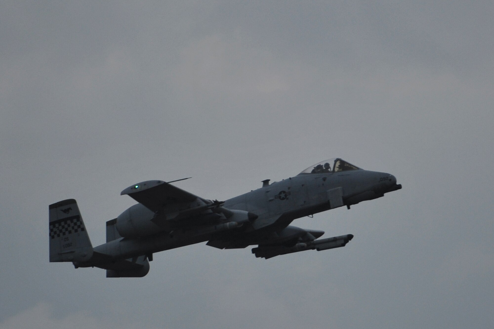 The first A-10 Thunderbolt II sortie for operational readiness exercise Beverly Bulldog 13-01 takes off from Osan Air Base, Republic of Korea, Nov. 6, 2012. Osan Airmen are in the fifth simulated wartime contingency exercise executed in 2012 that will test the base’s ability to defend and execute the mission in a heightened state of readiness. (U.S. Air Force photo/Staff Sgt. Craig Cisek)
