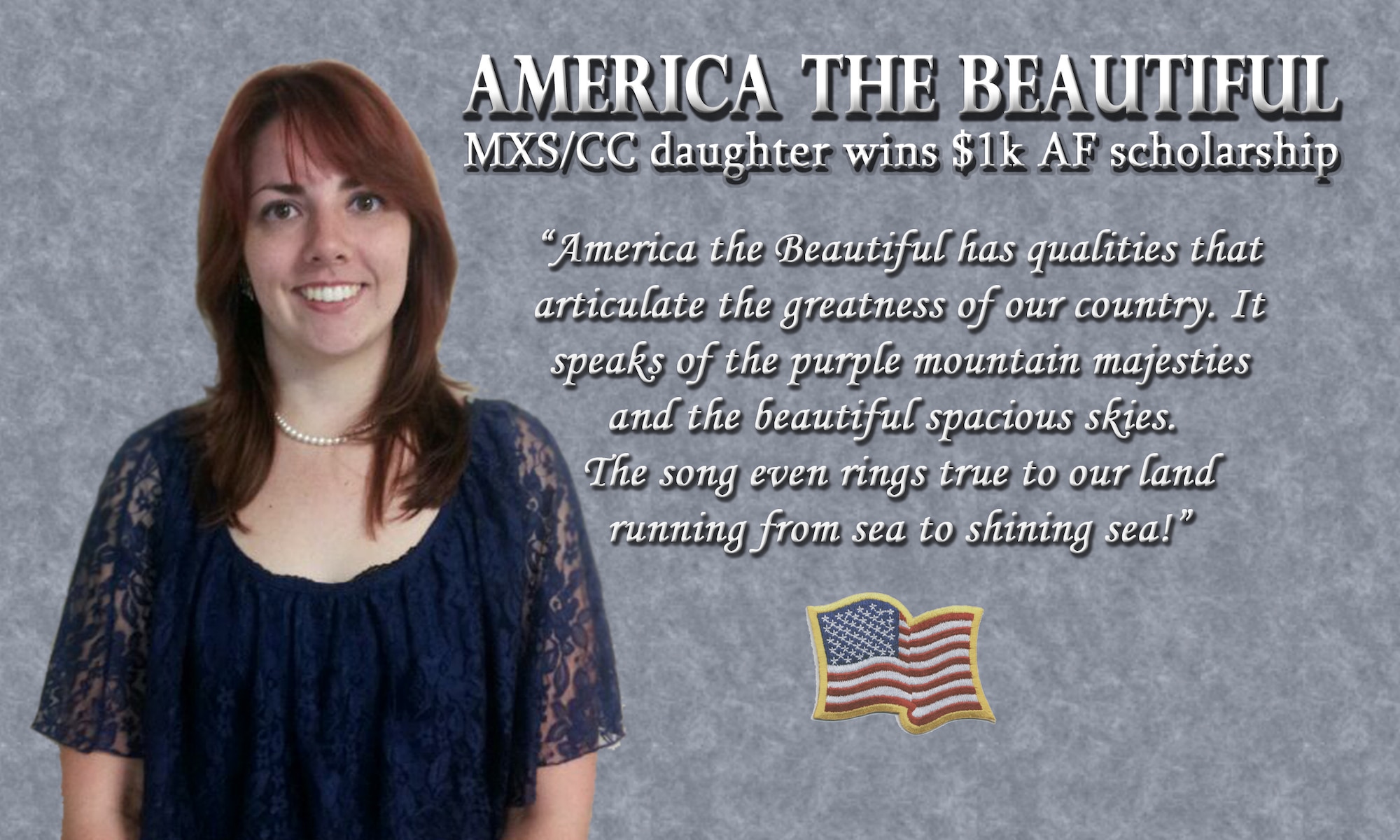 Kelli Goode, a 92nd Maintenance Squadron family member at Fairchild Air Force Base, Wash., was one of 25 winners in the 16th annual Air Force Club Membership Scholarship Program essay contest. (U.S. Air Force photo illustration by Senior Airman Benjamin Stratton)
