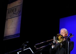 Guest Artist Andy Martin performs with the U.S. Air Force Band Airmen of Note during a Jazz Heritage Series concert at George Washington University's Lisner Auditorium in Washington, D.C., Oct. 26, 2012.  Martin, jazz trombonist, launched his career in his teens. His musical style established him on the Los Angeles music scene making him one of the most in demand trombonist across the country. (U.S. Air Force photo/ Staff Sgt. Nichelle Anderson) 