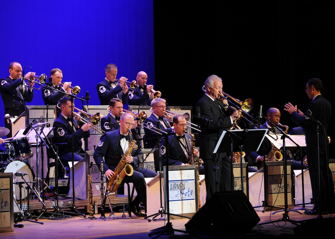 Guest Artist Andy Martin performs with the U.S. Air Force Band Airmen of Note during a Jazz Heritage Series concert at George Washington University's Lisner Auditorium in Washington, D.C., Oct. 26, 2012.  Martin, jazz trombonist, launched his career in his teens. His musical style established him on the Los Angeles music scene making him one of the most in demand trombonist across the country. (U.S. Air Force photo/ Staff Sgt. Nichelle Anderson) 