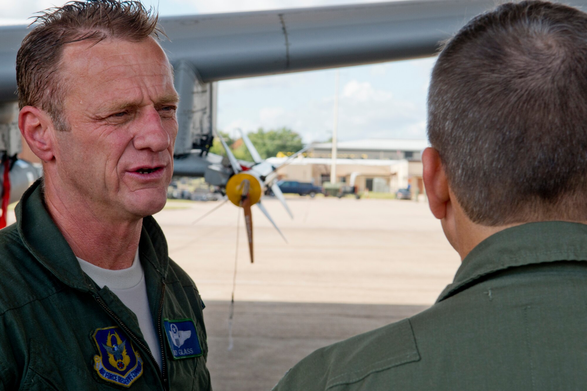 U.S. Air Force Lt. Col. Rodney Glass, 917th Fighter Group deputy commander, returns from his last flight in the A-10 Thunderbolt II, Nov. 3, 2012, Barksdale Air Force Base, La. Glass is retiring from the Air Force Reserve and has more than 9,000 flying hours in military and civilian aircraft. (U.S. Air Force photo by Master Sgt. Greg Steele/Released)