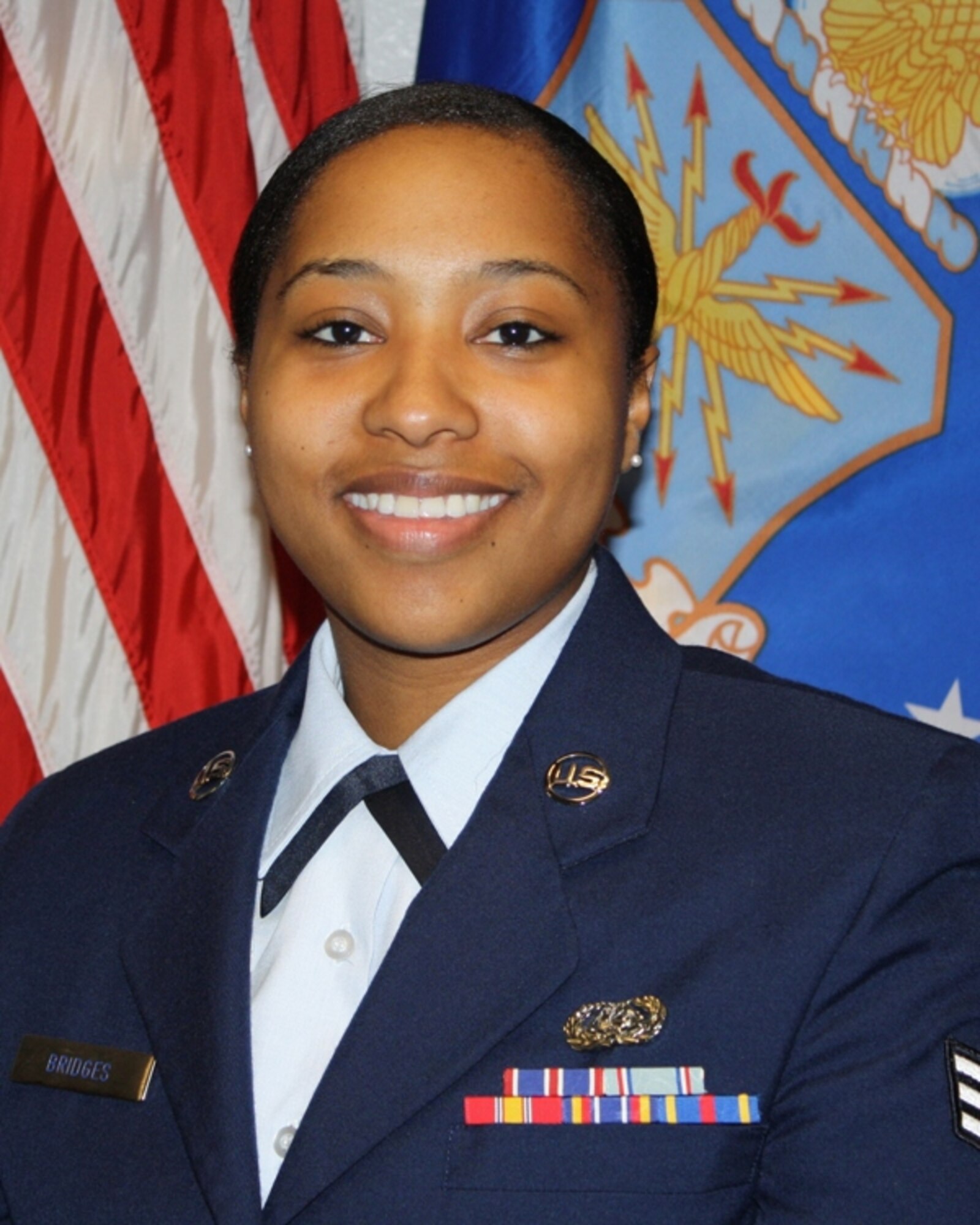 Airman Leadership School (ALS) photo for Senior Airman Andrea Bridges, 82nd Communications Squadron.  Bridges earned the Commandant's Award for Sheppard ALS Class 13-A, which graduated Nov. 6. (U.S. Air Force photo)