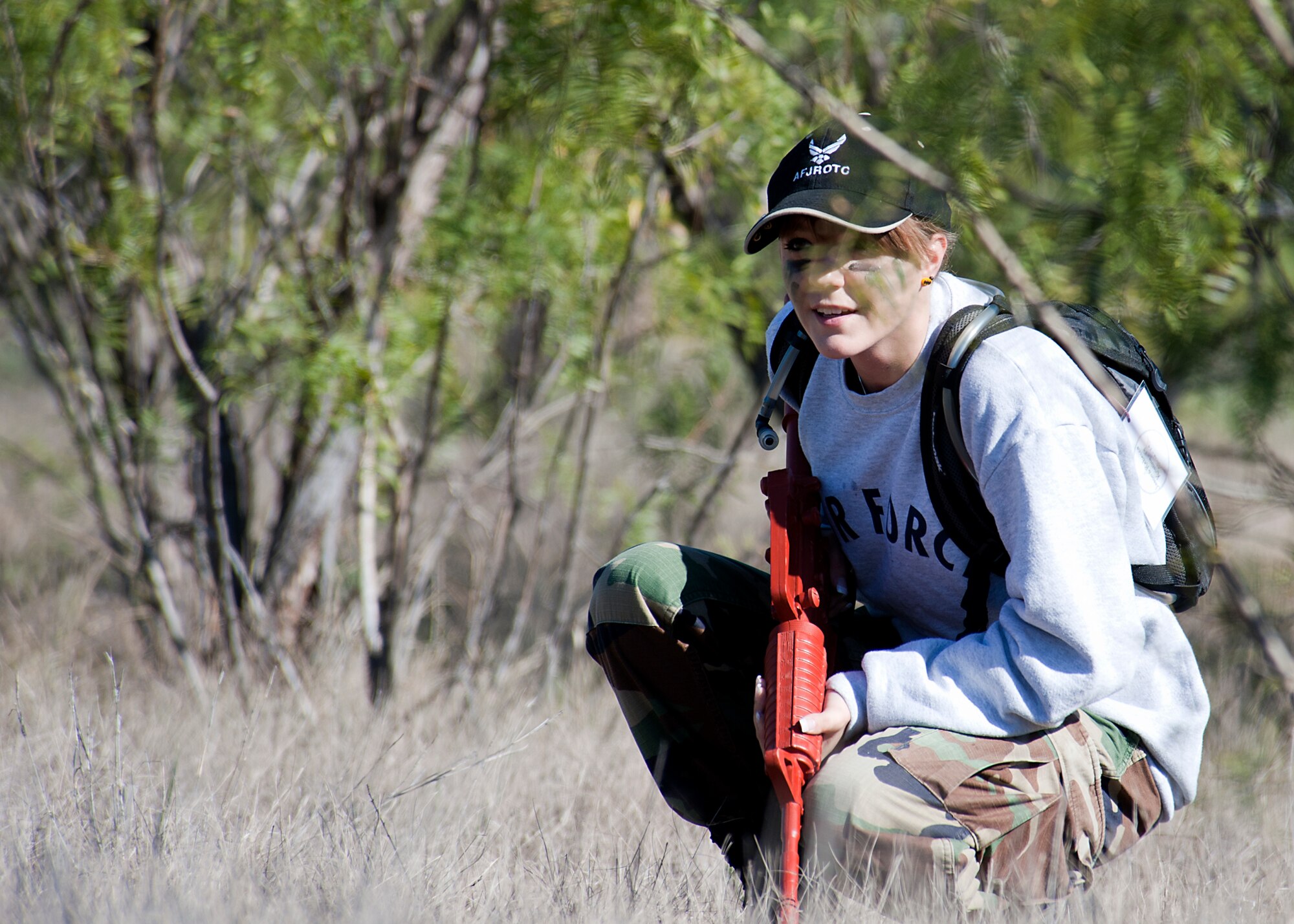 A member from Abilene High School’s Junior ROTC program participates in land navigation training Nov. 2, 2012, at Dyess Air Force Base, Texas. The cadets participated in several activities to include land navigation and weapons training. JROTC is a federal program sponsored by the U.S. Armed Forces in high schools across the country. (U.S. Air Force photo by Airman 1st Class Damon Kasberg/ Released) 