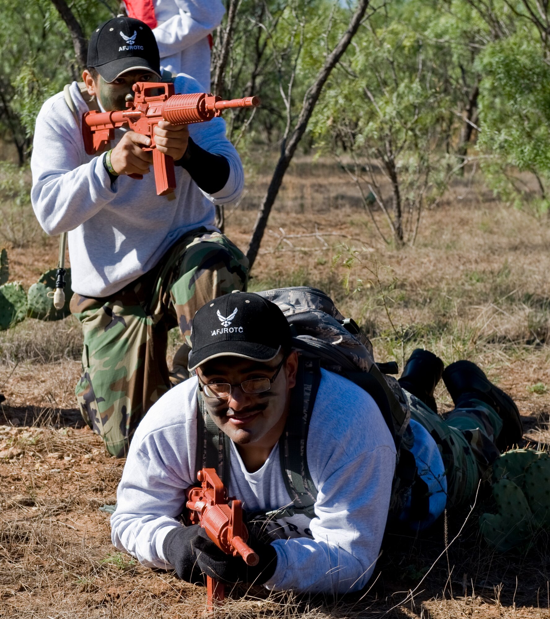 Members from Abilene High School’s Junior ROTC program participate in land navigation training Nov. 2, 2012, at Dyess Air Force Base, Texas. The cadets participated in several activities to include land navigation and weapons training. JROTC is a federal program sponsored by the U.S. Armed Forces in high schools across the country. (U.S. Air Force photo by Airman 1st Class Charles V. Rivezzo/ Released) 