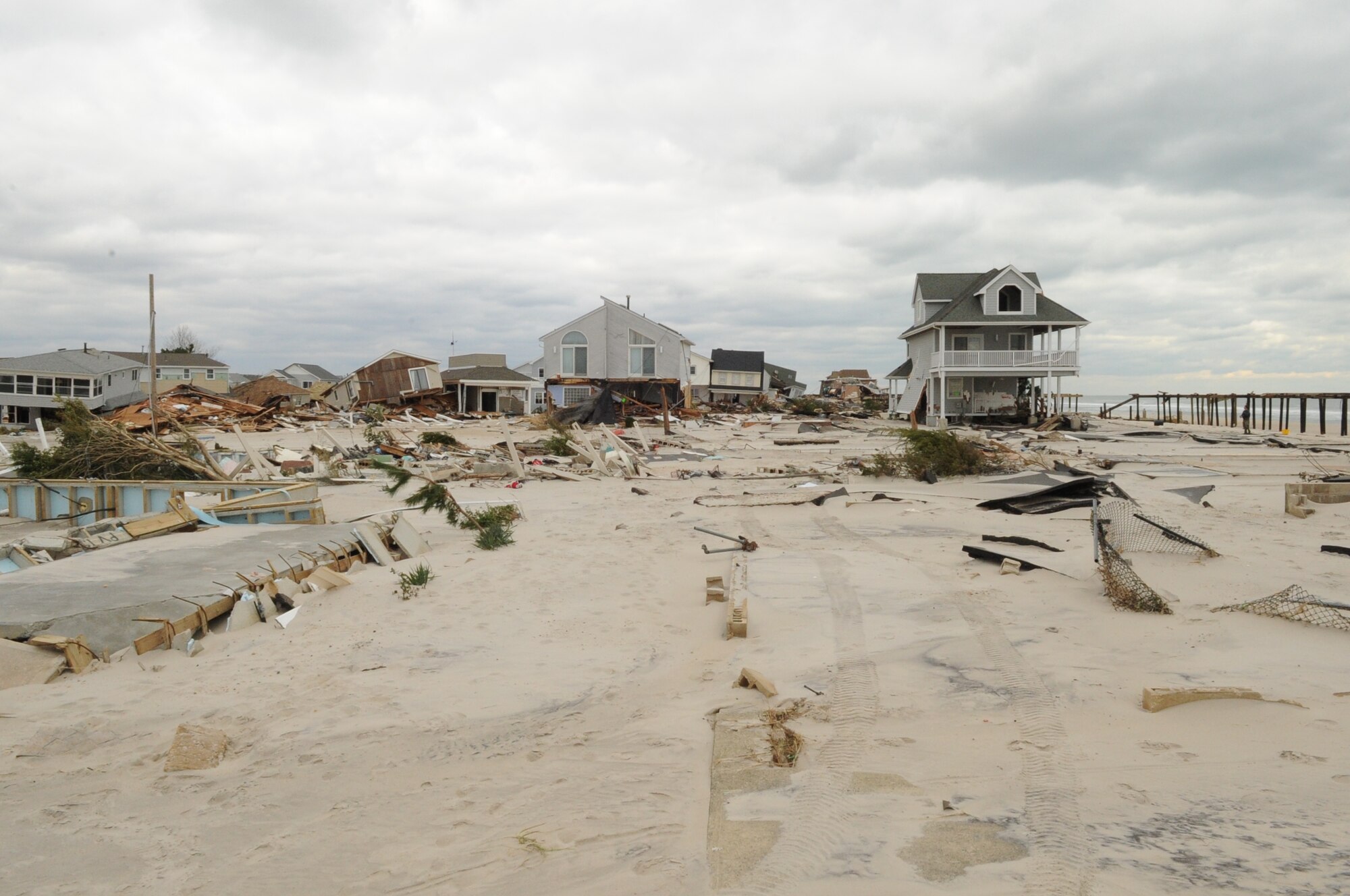 JOINT BASE MCGUIRE-DIX-LAKEHURST, N.J. – Hurricane Sandy left devastating damage to the coastal regions of New Jersey.  Houses slid off their foundations in Orterly Beach, N.J. where emergency responders from Joint Base McGuire-Dix-Lakehurst assisted with recovery operations. (Courtesy Photo)