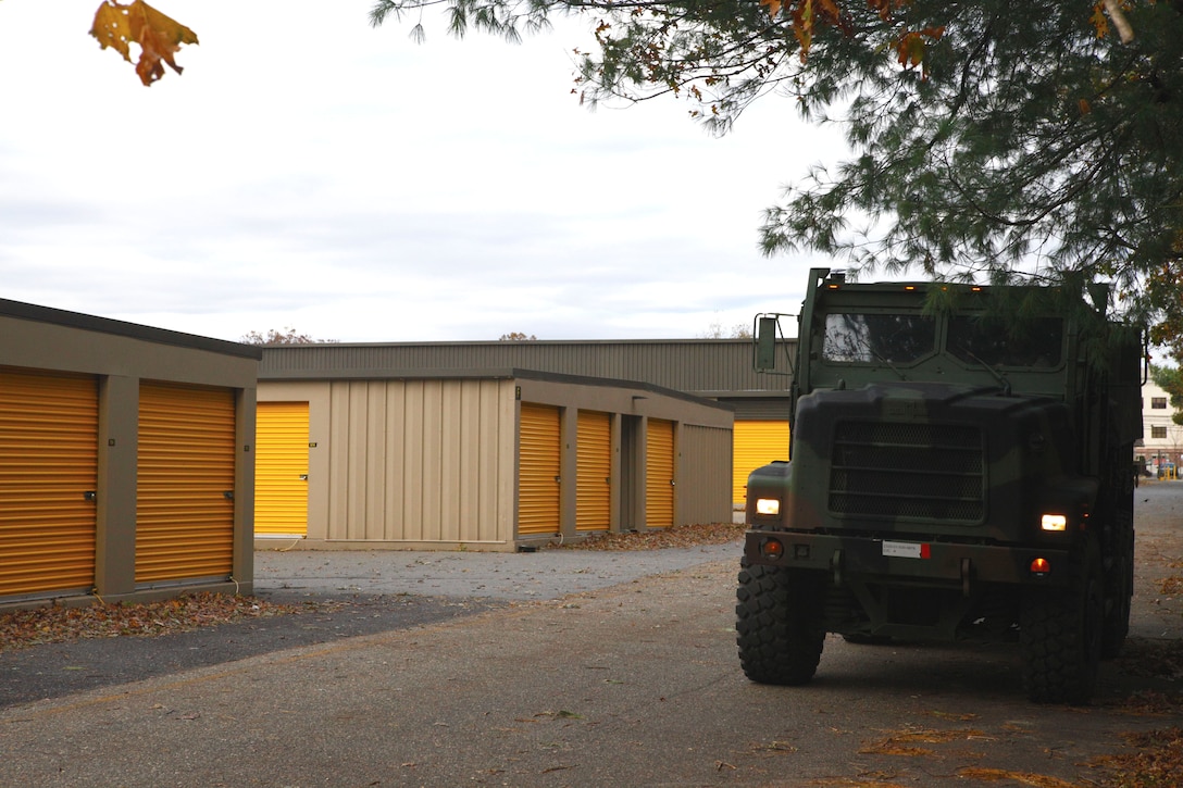 A Marine Corps 7-ton truck delivers disaster relief materials purchased and donated by Kirstie Alley, an actress known for her role in the TV show Cheers, to a post Hurricane distribution site in Toms River N.J., Nov. 3, 2012. Following Hurricane Sandy, Marines from 6th Motor Transport Battalion, 4th Marine Logistics Group, utilized their 7-ton trucks to move donated relief supplies to distribution points amongst the most heavily affected areas.