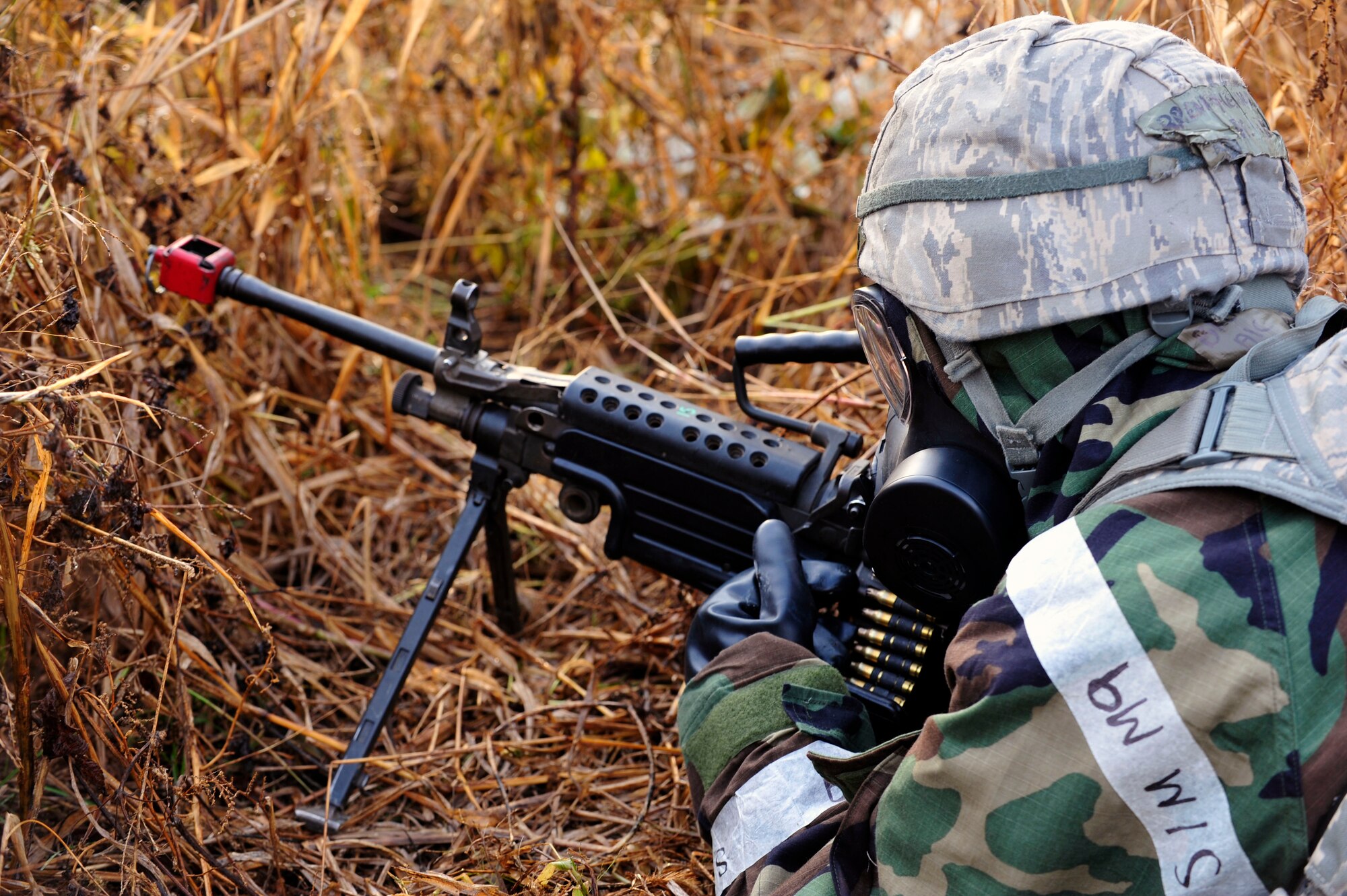 Airman 1st Class Alexandria Brenay, 51st Security Forces Squadron defender, patrols the base perimeter during a simulated ground attack during operational readiness exercise Beverly Bulldog 13-01 at Osan Air Base, Republic of Korea, Nov. 6, 2012. Security forces members worked with Republic of Korea Army 4th Battalion 51st Division soldiers in a counter surveillance scenario to deny opposing forces entry to the base. (U.S. Air Force photo/Airman 1st Class Alexis Siekert) 