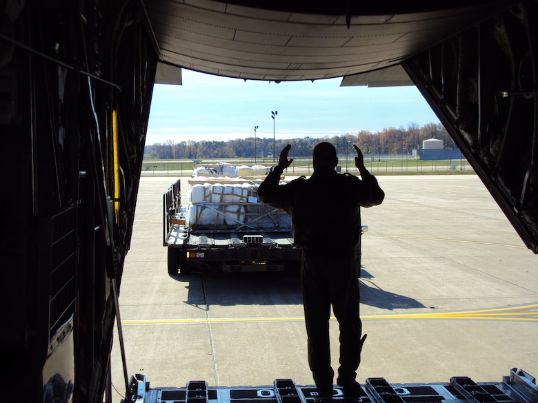 Minnesota Air National Guard Airmen using two C-130 “Hercules” military cargo aircraft flew five relief missions in support of Superstorm Sandy Nov. 3 and 4, 2012 in places like Joint Base Andrews, Md. and Kennedy Airport, N.Y. They delivered at least 5,000 pounds of supplies and at least nine passengers throughout the region. U.S. Air Force official photo