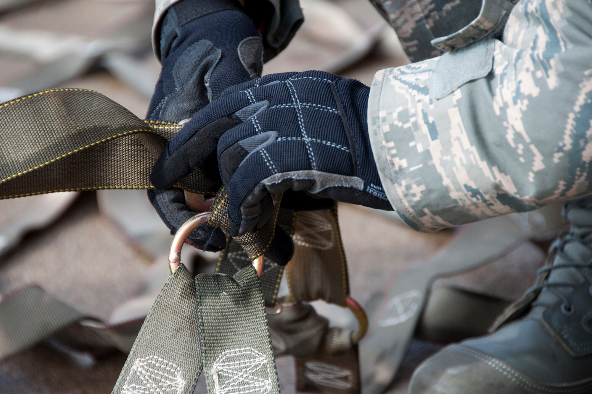 YOUNGSTOWN AIR RESERVE STATION, Ohio – U.S. Air Force Reserve Airmen assigned to the 76th Aerial Port Squadron prepare to build pallets filled with donated goods for this year’s Mission of Love Nov. 3, 2012. YARS partners with Mission of Love each year to provide donated items to Guatemalans in need. (U.S. Air Force photo/Staff Sgt. Megan Tomkins)