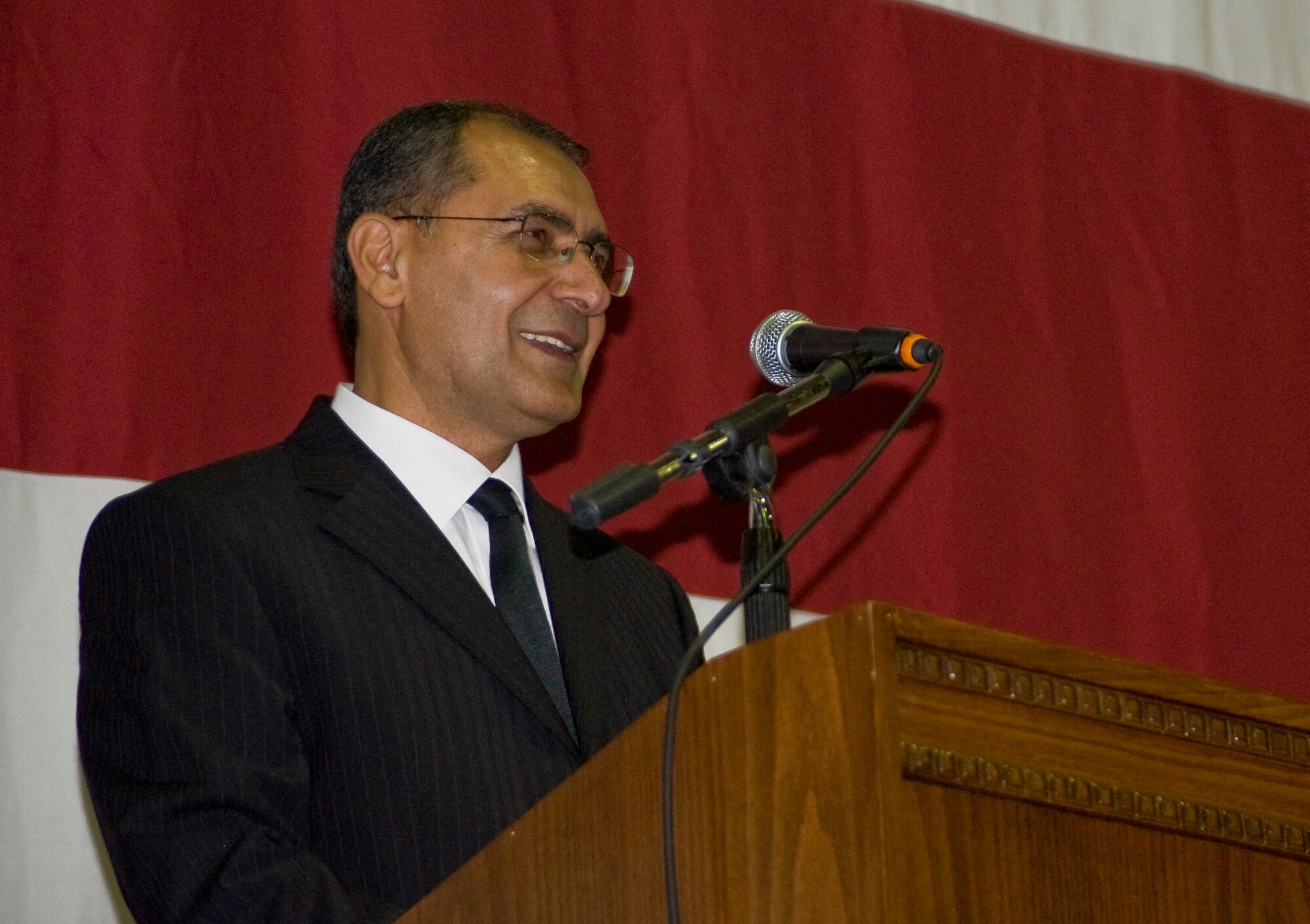 Mehmet Birbiri, 39th Air Base Wing Public Affairs host nation advisor, gives the top 10 ways "you know you live at Incirlik when…," during the Formal Dining-Out ceremony Nov. 3, 2012, at Incirlik Air Base, Turkey. Formal military dinners are a tradition in all branches of the U.S. armed forces, and the dining-out represents one of the most formal aspects of Air Force social life. The ceremony enhances esprit de corps and lightens the load of demanding day-to-day work. (U.S. Air Force photo by Senior Airman Anthony Sanchelli/Released)
