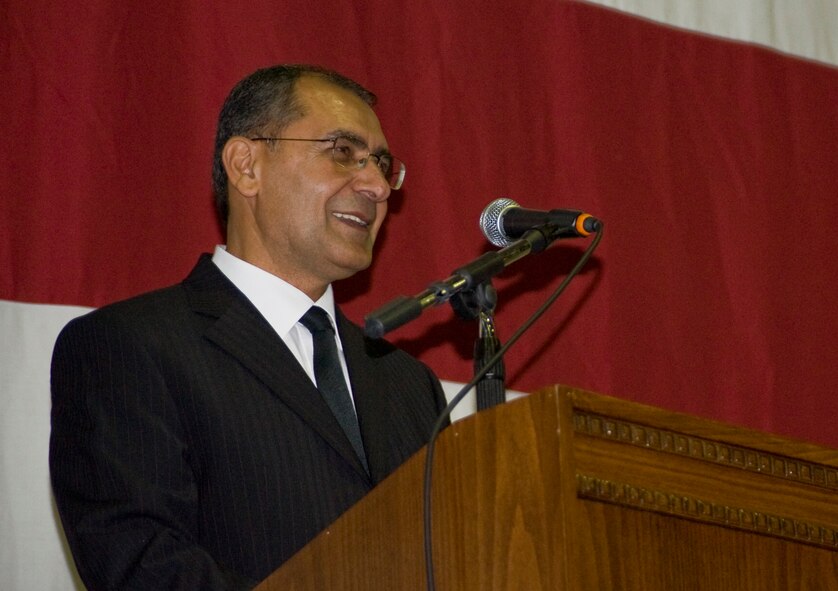 Mehmet Birbiri, 39th Air Base Wing Public Affairs host nation advisor, gives the top 10 ways "you know you live at Incirlik when…," during the Formal Dining-Out ceremony Nov. 3, 2012, at Incirlik Air Base, Turkey. Formal military dinners are a tradition in all branches of the U.S. armed forces, and the dining-out represents one of the most formal aspects of Air Force social life. The ceremony enhances esprit de corps and lightens the load of demanding day-to-day work. (U.S. Air Force photo by Senior Airman Anthony Sanchelli/Released)
