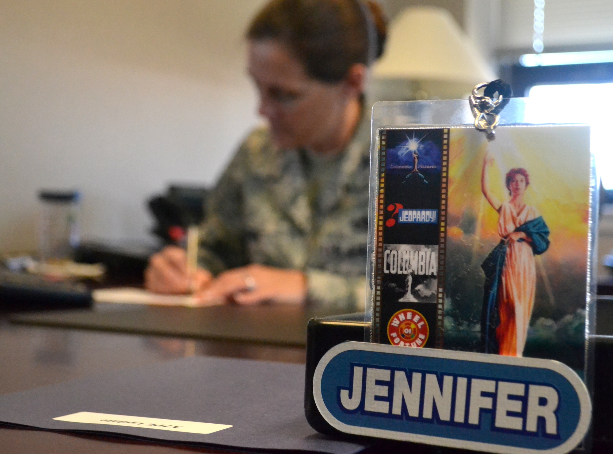 U.S.Air Force Col. Jennifer Kilbourn, Headquarters ACC Resources Division Deputy Chief, was selected as a contestant for a special edition of Wheel of Fortune honoring military families airing Nov. 9. All prizes won will be donated to support military families across the services. (U.S. Air Force photo by Sachel Seabrook/Released)