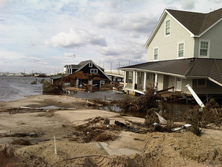 These homes in Montoloking, NJ were left flooded and destroyed after Hurricane Sandy hit land Oct. 29. The Southwestern Division has deployed 36 employees Division-wide to assess the damage and help with the recovery and response efforts.