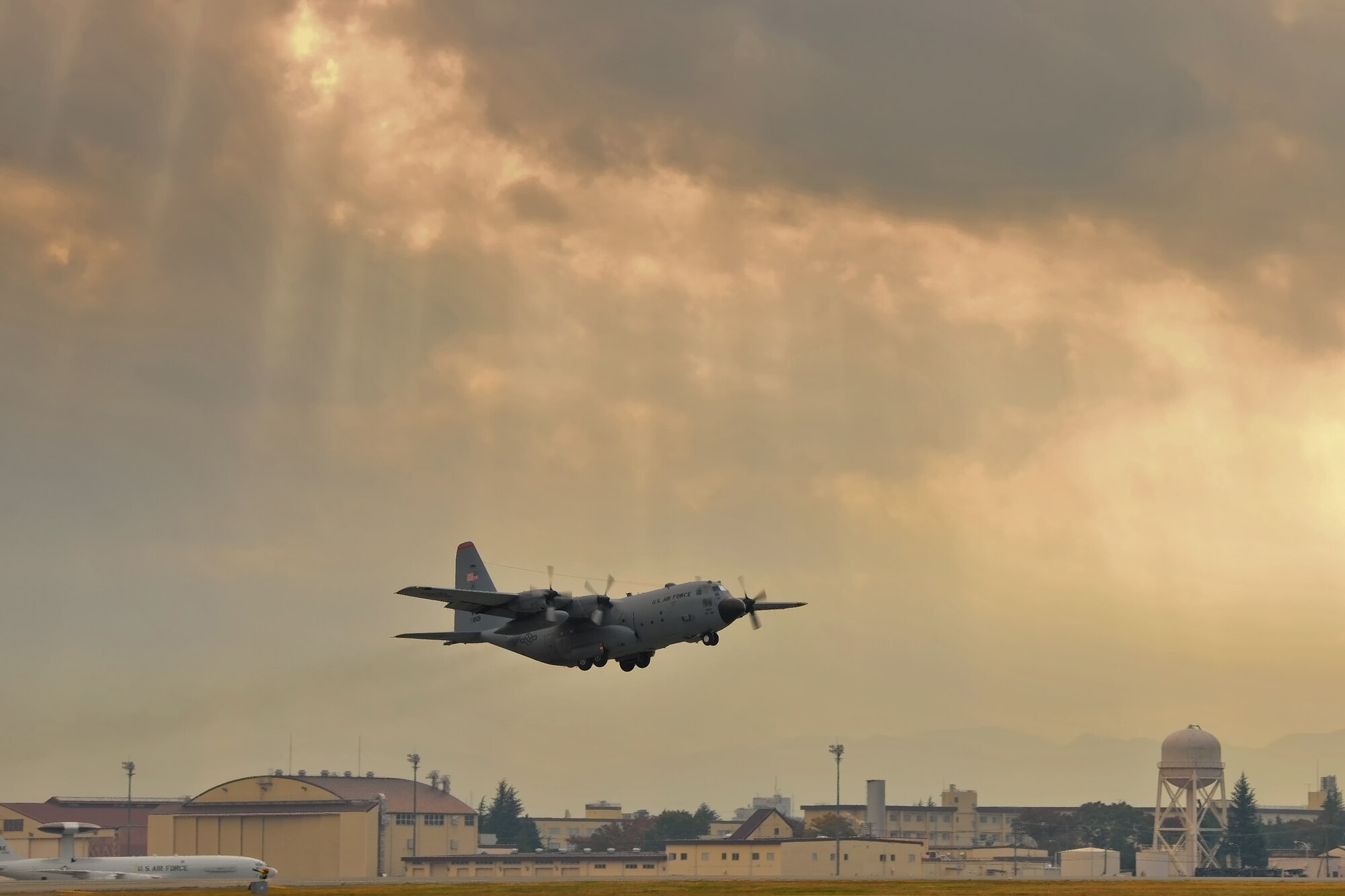 YOKOTA AIR BASE, Japan -- A C-130 Hercules from the 36th Airlift Squadron takes off during an operational readiness exercise at Yokota Air Base, Japan, Nov. 5, 2012. Yokota conducted an operational readiness exercise Nov. 5 to 9. (U.S. Air Force photo by Osakabe Yasuo)