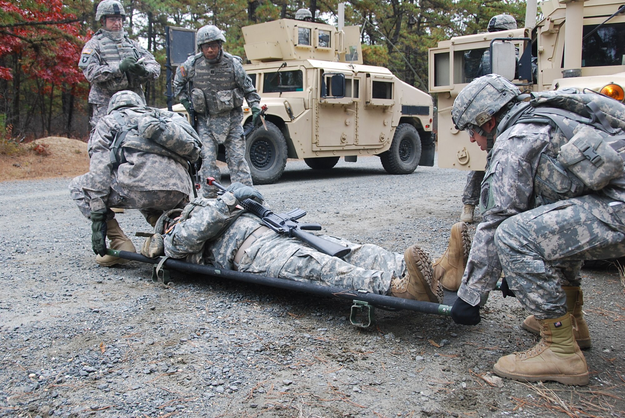 Trainer/Mentors with 2nd Battalion, 309th Regiment prepare for mobilization in support of the 174th Infantry Brigade enduring training mission at Joint Base McGuire-Dix-Lakehurst, N.J. More than 100 Trainer mentors recently joined the training brigade’s active ranks Nov. 1. Here, the soldiers execute and evaluate training lanes similar to those they now run for deploying service members mobilized at the joint base.