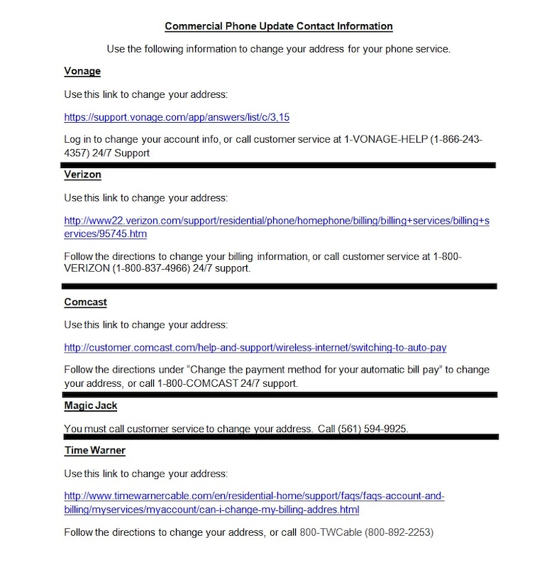 Use the following information to update your personal information for your phone service.(Courtesy graphic)