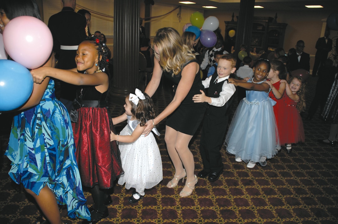 Making sure the children had the full Marine Corps Birthday Ball experience, children and parents dance during the Kids’ Marine Corps Birthday Ball at Marine Corps Logistics Base Albany, Nov. 3.
