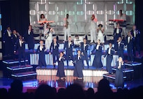 Airmen in the 2012 Tops in Blue world tour, "Listen!" put on a free concert for the San Antonio military community Nov. 4 at Trinity University's Laurie Auditorium in San Antonio, Texas. Tops in Blue began touring in 1953 and performs more than 130 performances a year worldwide. (U.S. Air Force photo by Benjamin Faske)