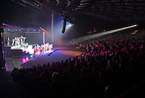 Airmen in the 2012 Tops in Blue world tour, "Listen!" perform in front of a packed crowd Sunday at Laurie Auditorium in San Antonio, Texas, in appreciation for the San Antonio military community.  (Air Force photo by Benjamin Faske)