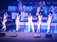 Airmen in the 2012 Tops in Blue world tour, "Listen!" perform popular Michael Jackson songs to the San Antonio military community Sunday at Trinity University's Laurie Auditorium in San Antonio, Texas. Tops in Blue began touring in 1953 and performs more than 130 performances a year worldwide. (Air Force photo by Benjamin Faske)