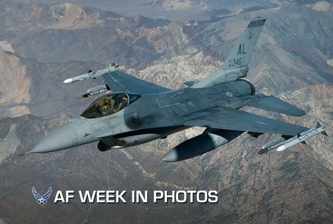 An F-16 Fighting Falcon, from the Alabama Air National Guard, participates in a training sortie during the Green Flag-West 13-2 exercise Nov. 4, 2012, over Nevada. A typical Green Flag exercise involves two multi-role fighter and/or bomber squadrons, unmanned aircraft, electronic warfare aircraft and aerial refueling aircraft. (U.S. Air Force photo/Staff Sgt. Christopher Hubenthal)