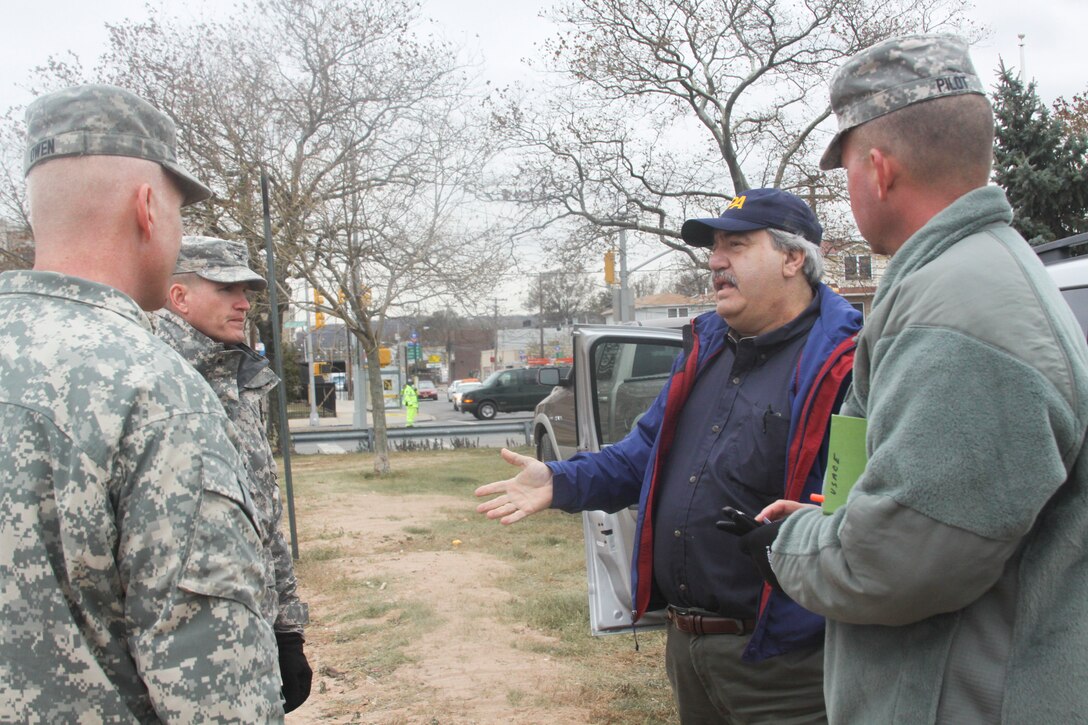 Col. Kent D. Savre, commander of the U.S. Army Corps of Engineers (USACE) North Atlantic Division, visits Staten Island and other areas hard-hit by Hurricane Sandy Nov. 7 to determine if and how USACE debris teams can support local, city, state, and federal officials, through FEMA, to assist in response and recovery operations.