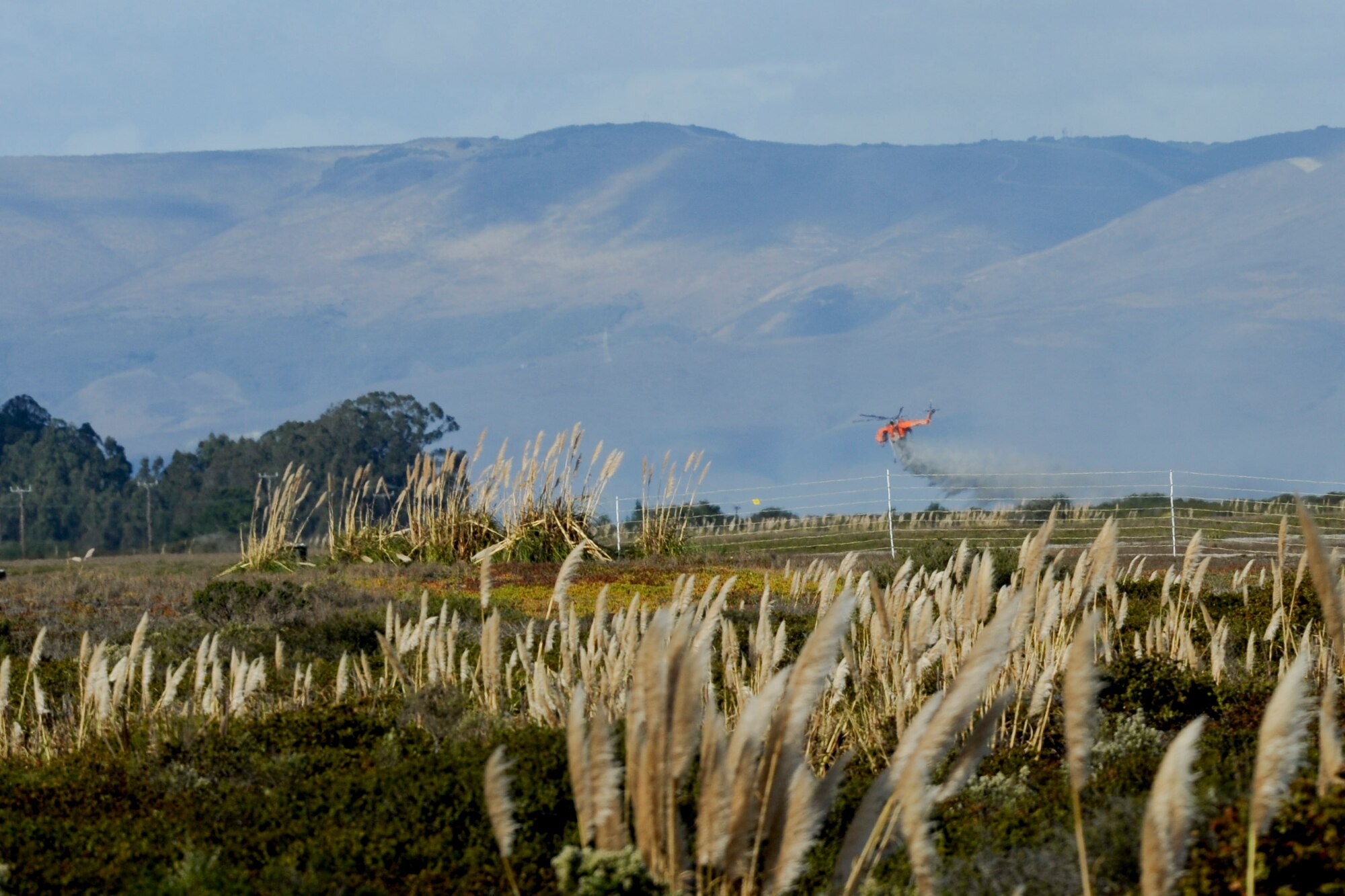VANDENBERG AIR FORCE BASE, Calif. -- A wildland fire that began about 12:30 p.m. on North base was 100 percent contained at 3:45 p.m according to Vandenberg Fire Department officials here Saturday, Nov 10, 2012.. The fire, which burned 127 acres, cause 20 people to be evacuated from 10 three facilities. (U.S. Air Force photo/Staff Sgt . Levi Riendeau)
