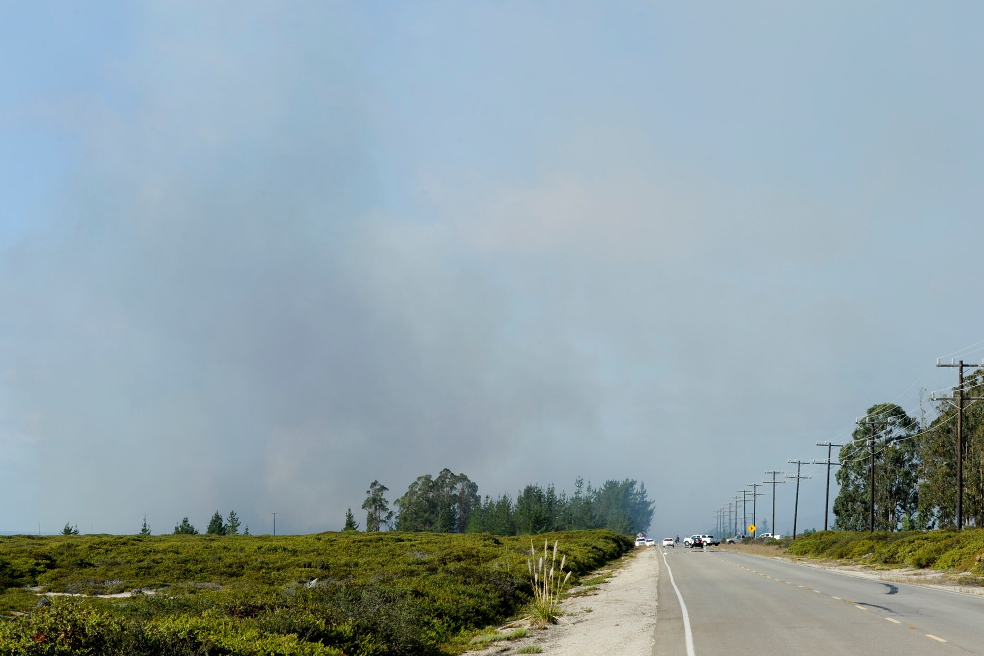 VANDENBERG AIR FORCE BASE, Calif. -- A wildland fire that began about 12:30 p.m. on North base was 100 percent contained at 3:45 p.m according to Vandenberg Fire Department officials here Saturday, Nov 10, 2012.. The fire, which burned 127 acres, cause 20 people to be evacuated from 10 three facilities. (U.S. Air Force photo/Staff Sgt . Levi Riendeau)