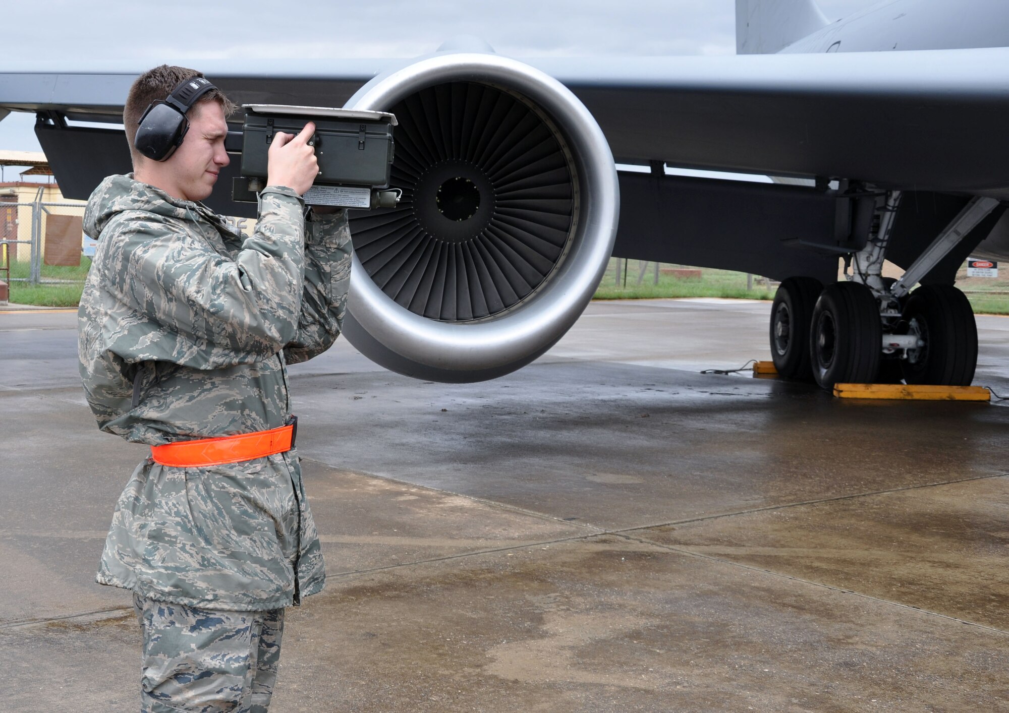 Senior Airman Michael Murray, an aircraft maintainer assigned to the 90th Expeditionary Air Refueling Squadron, Incirlik Air Base, Turkey, conducts a Mode 4 test on a KC-135 Stratotanker prior to takeoff, Nov. 10, 2012.  Mode 4 is an aircraft identification system used by military aircraft to identify other aircraft as friend or foe.  Murray is an AIr Force Reservist assigned to the 931st Air Refueling Group, McConnell Air Force Base, Kan.  (U.S. AIr Force photo by 1st Lt. Zach Anderson)