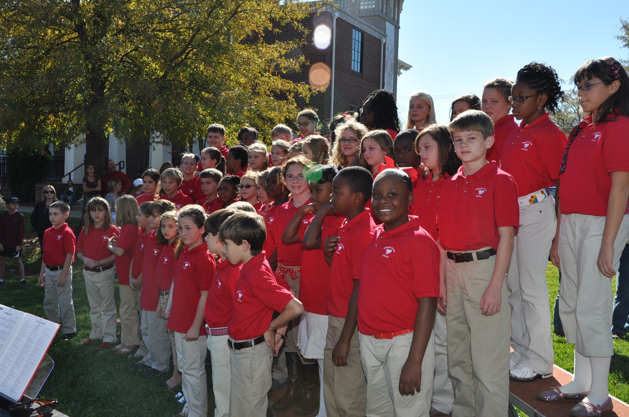 Children of the Augusta Circle Chorus prepare to sing "America the Beautiful" during the afternoon ceremonies celebrating the Veterans Day weekend at the Upcountry History Museum in Greenville, S.C. Saturday Nov. 10, 2012. (U.S. Air Force photo/Senior Airman Bobby Pilch)
