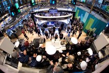 NEW YORK, NY - NOVEMBER 12:  United States Marine Corps Major General Michael G. Dana, and Members of the U.S. Armed Forces, ring the opening bell to Commemorate Veterans Day at the New York Stock Exchange on October 12, 2012 in New York City. (Photo by Dario Cantatore/NYSE Euronext)