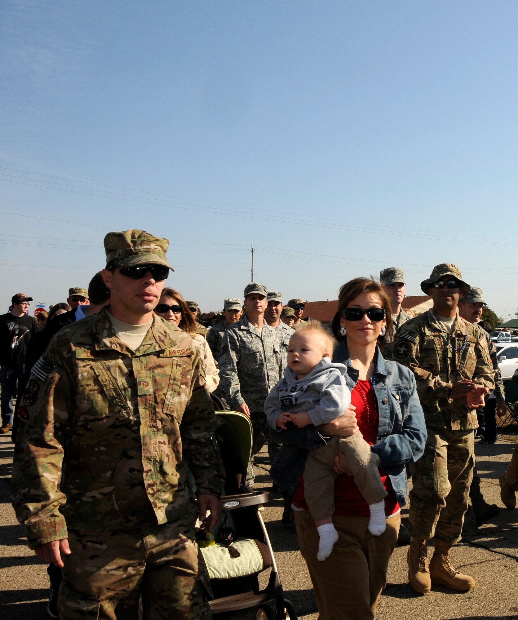 Airmen with the 188th Fighter Wing were recognized for their service during a Veterans Day parade in Barling, Ark., Nov. 3, 2012. The 188th also provided a two-ship flyover with its A-10C Thunderbolt II “Warthogs.” (National Guard photo by Senior Airman Hannah Landeros/188th Fighter Wing Public Affairs)