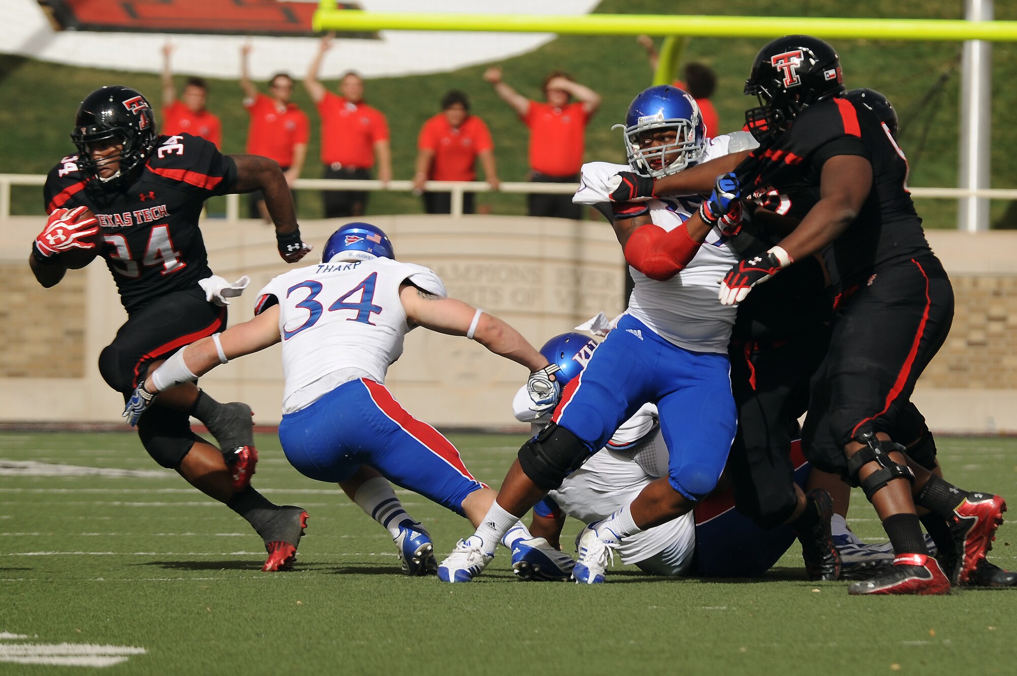 The Texas Tech Red Raiders take on the University of Kansas Jayhawks at the Texas Tech University stadium in Lubbock, Texas, Nov. 10, 2012. All branches of service were invited to attend a free football game for Military Appreciation Day. (U.S. Air Force photo/Senior Airman Jette Carr)