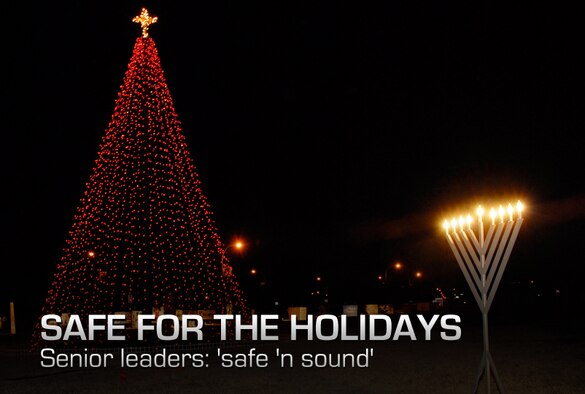 The Sheppard Holiday Tree and the nine candles of the Menorah were lighted Dec. 7 at the corner of Avenue E and 1st Avenue. (U.S. Air Force photo/Harry Tonemah) 