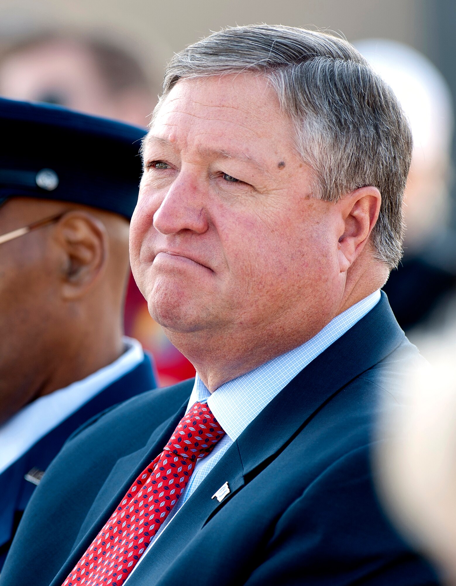 Secretary of the Air Force Michael Donley attends a wreath laying ceremony in observance of Veterans Day on Nov. 11, 2012, at the Air Force Memorial in Arlington, Va.  (U.S. Air Force photo/Andy Morataya)