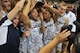 University of Connecticut players celebrate their victory over Michigan State during the Armed Forces Classic basketball at Ramstein Air Base, Germany, Nov. 10, 2012. Connecticut overcame Michigan 66-62. (U.S. Air Force photo/Master Sgt. Wayne Clark)