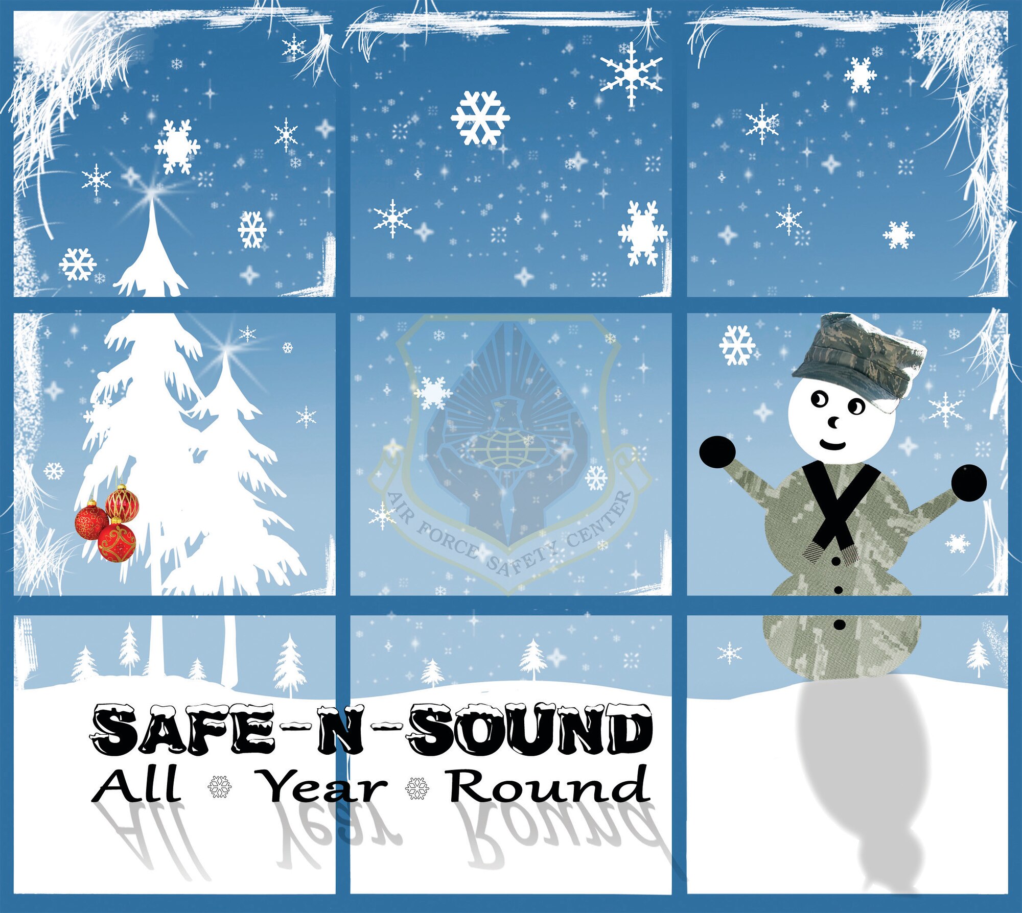 2012 Holiday Campaign logo, Safe-n-Sound All Year Round. (Air Force graphic/Natalie Eslinger)