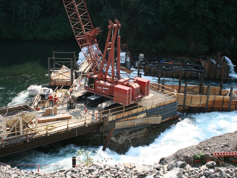 The district is currently rebuilding the Minto Adult Fish Collection Facility on North Santiam River, four miles downstream of Big Cliff Dam and seven miles downstream of Detroit Dam.  Construction should be complete and the new facility operational next spring.

What’s all the work for?  The original facilities collected adult fish for the Oregon Department of Fish and Wildlife hatchery program to compensate for habitat blocked by construction of our dams. The new facilities will continue to support that mission, but are primarily designed to safely trap and haul wild adult fish upstream the dams via transport trucks, where they will be released to spawn naturally.